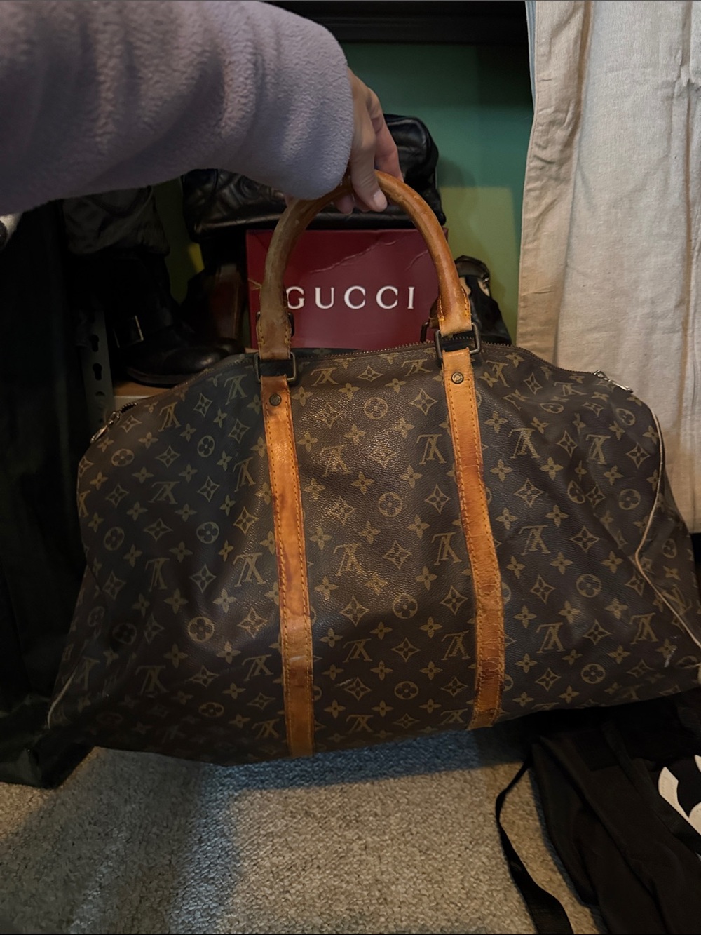Louis Vuitton Brown Monogram Canvas keep all 55 Duffel PROJECT BAG Read desc